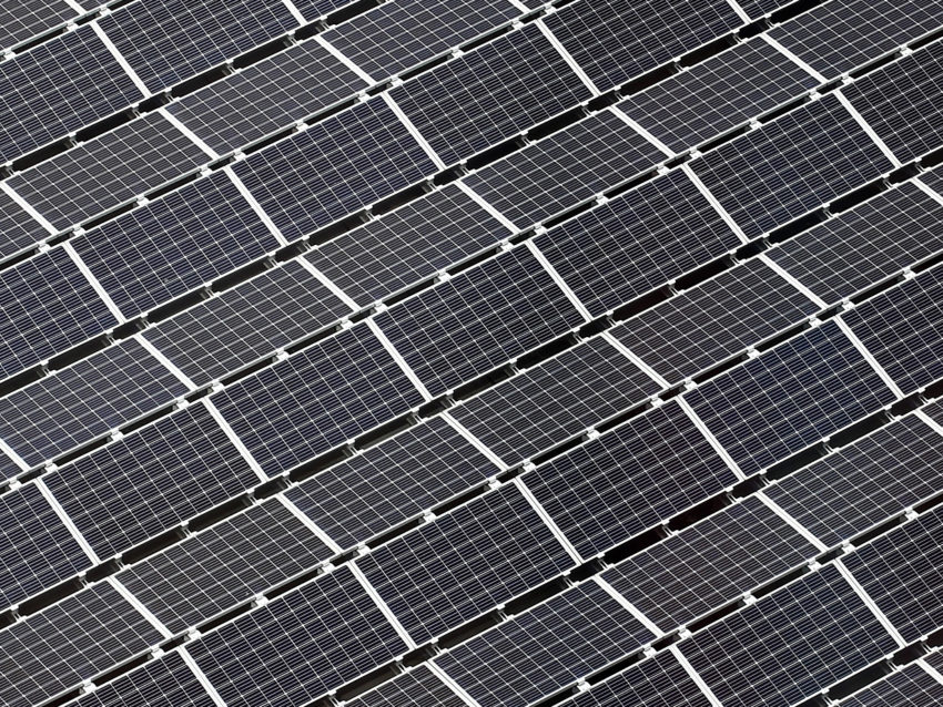 Solar panels at birds eye view