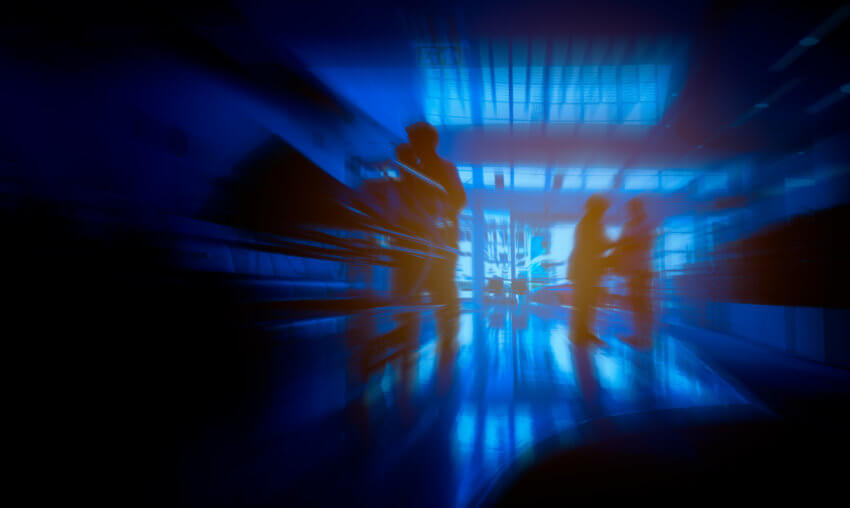 Hospital setting in blue light