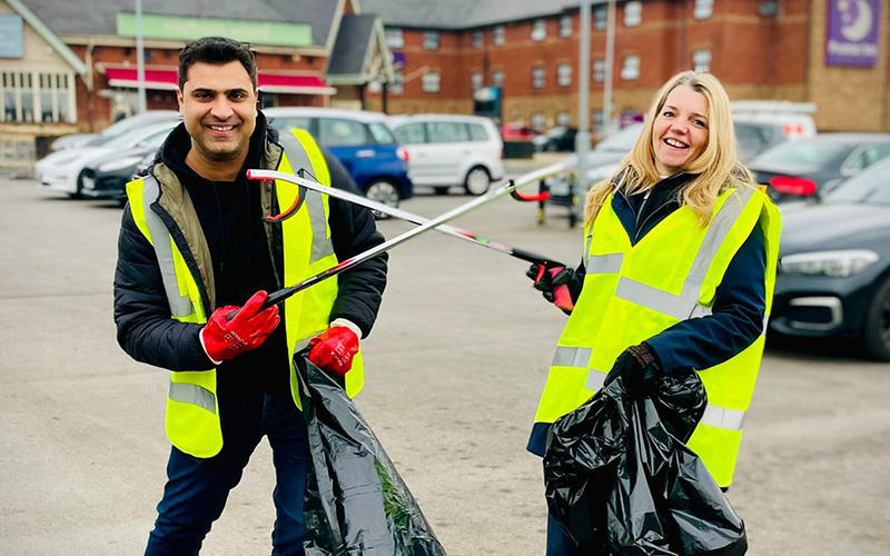 Big Mitie Spring Clean, employees picking litter