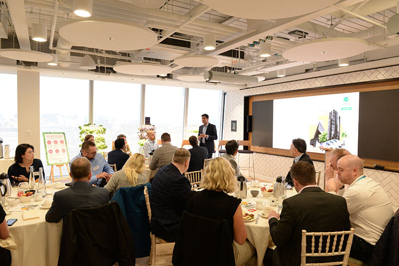 Prad Pandit, Energy Director, welcoming our guests to The Shard at an event on transitioning to an electric fleet